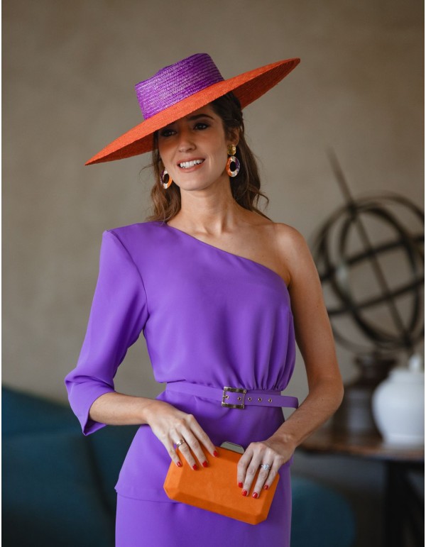 Boucle d'oreilles de fête émaillée violet et orange -... 2