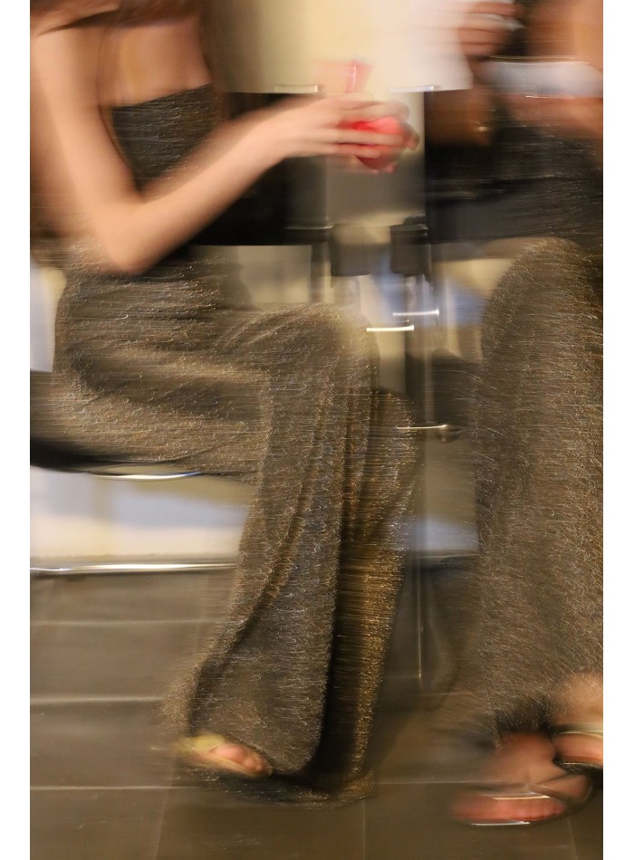 Gold glitter strapless party top with gold glitter