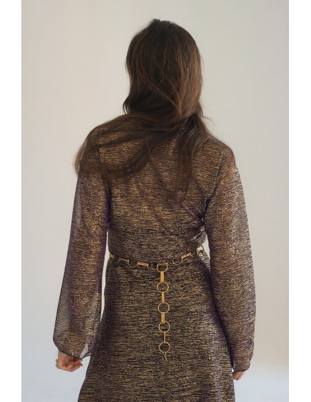 Gold textured party tunic with long sleeves