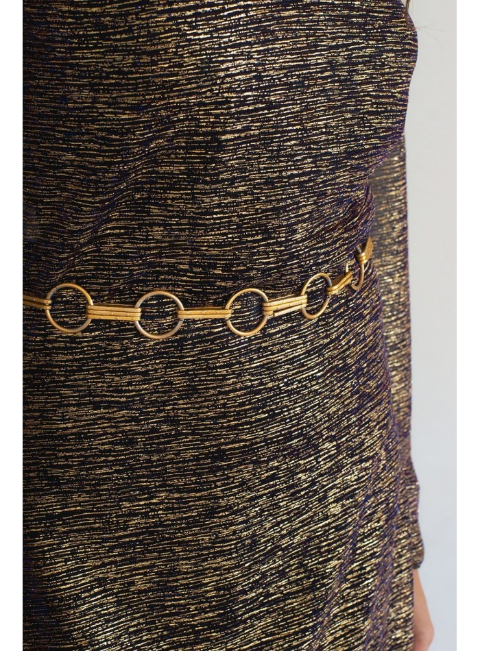 Gold textured party tunic with long sleeves