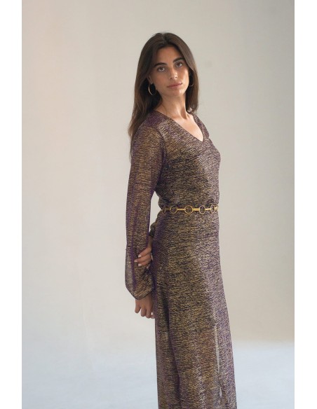 Gold textured party tunic with long sleeves