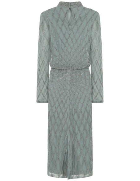 Robe de cocktail vert sauge avec sequins