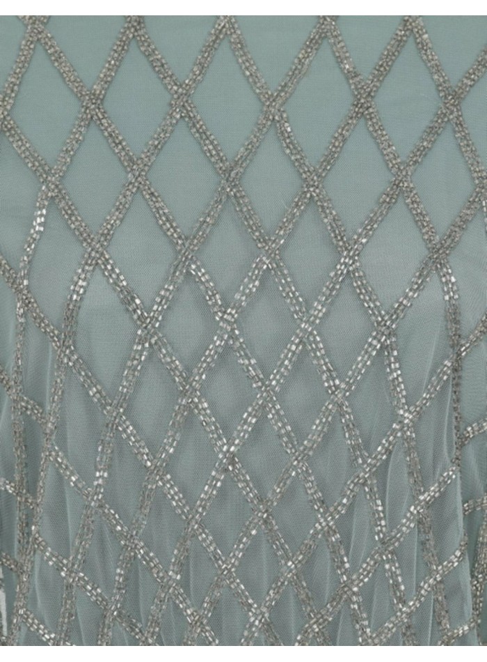 Sage green cocktail party dress with sequins