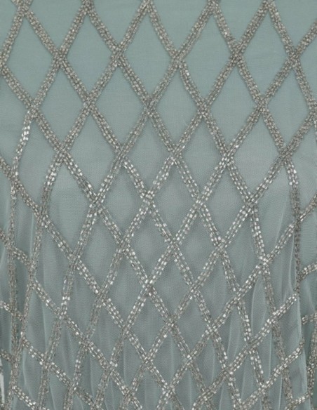 Sage green cocktail party dress with sequins