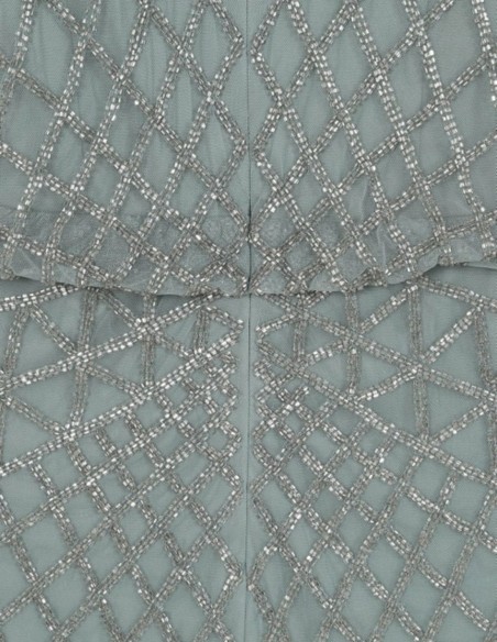 Robe de cocktail vert sauge avec sequins