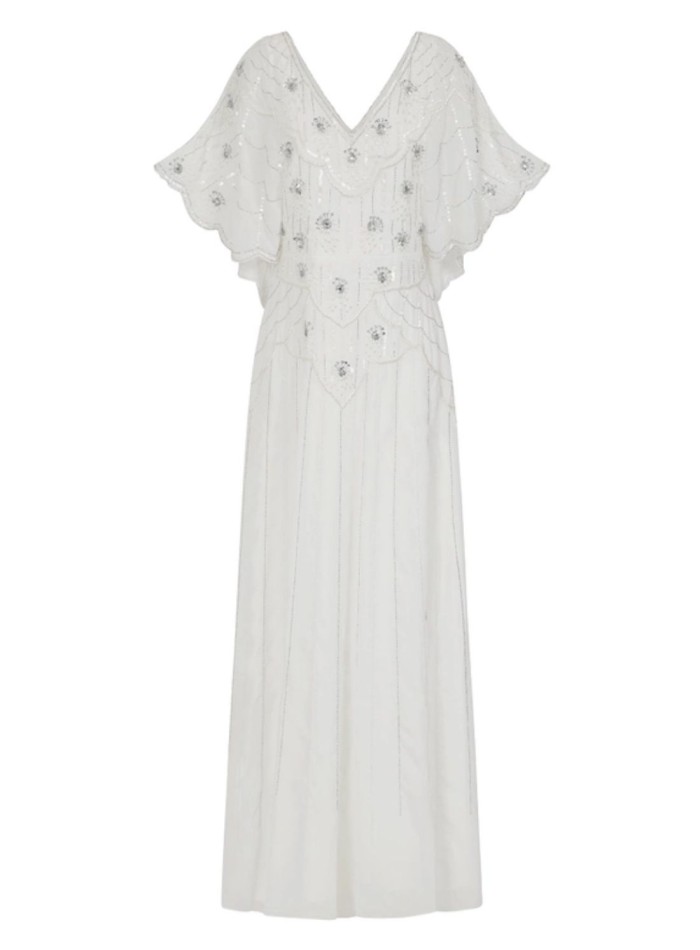 Robe de mariée blanche avec manches relevées et...