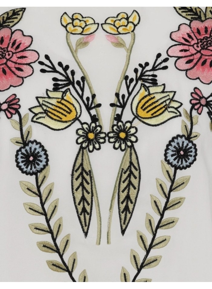 Long floral embroidered tunic dress with...