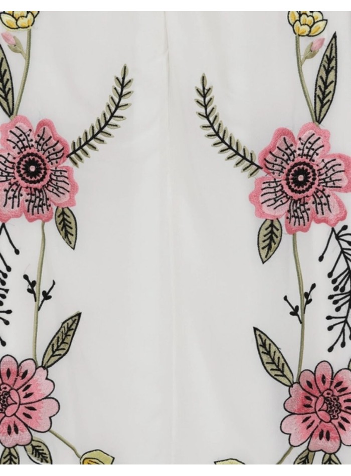 Long floral embroidered tunic dress with...