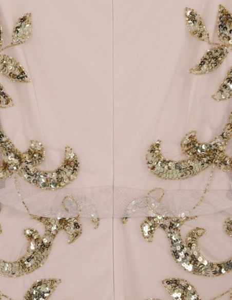 Robe longue de fête avec feuilles de Sequin doré
