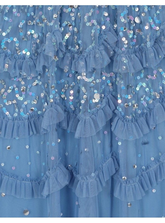 Robe longue de fête avec mini volants et...