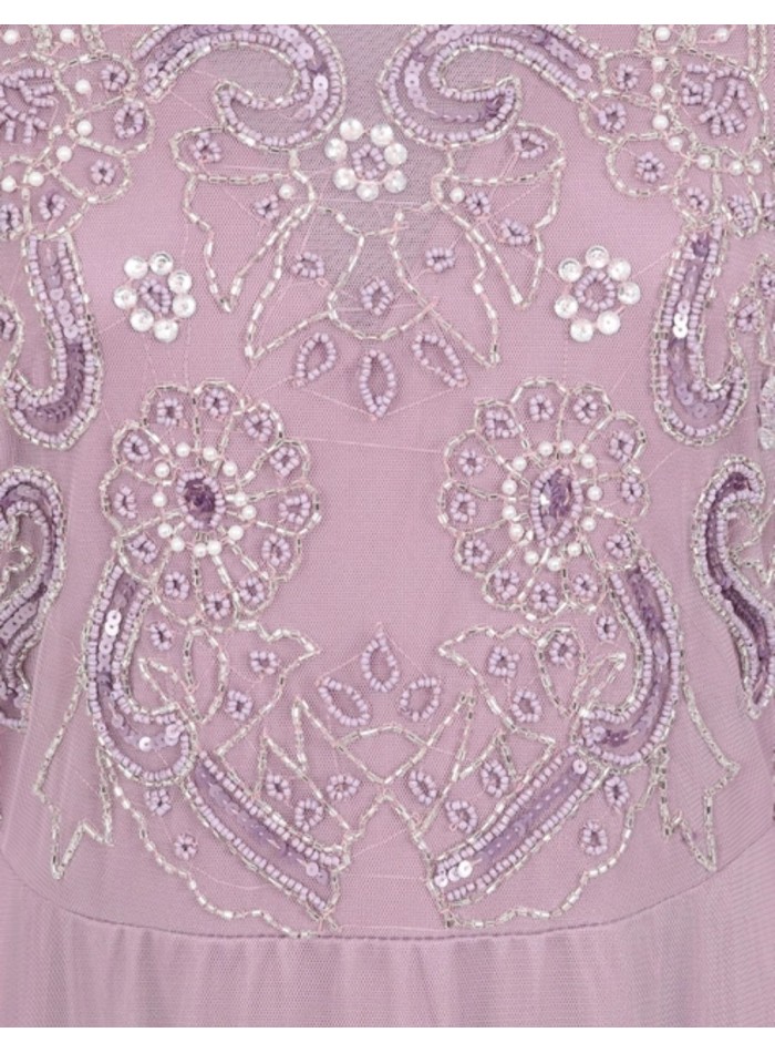 Robe longue de fête à manches longues brodée de...