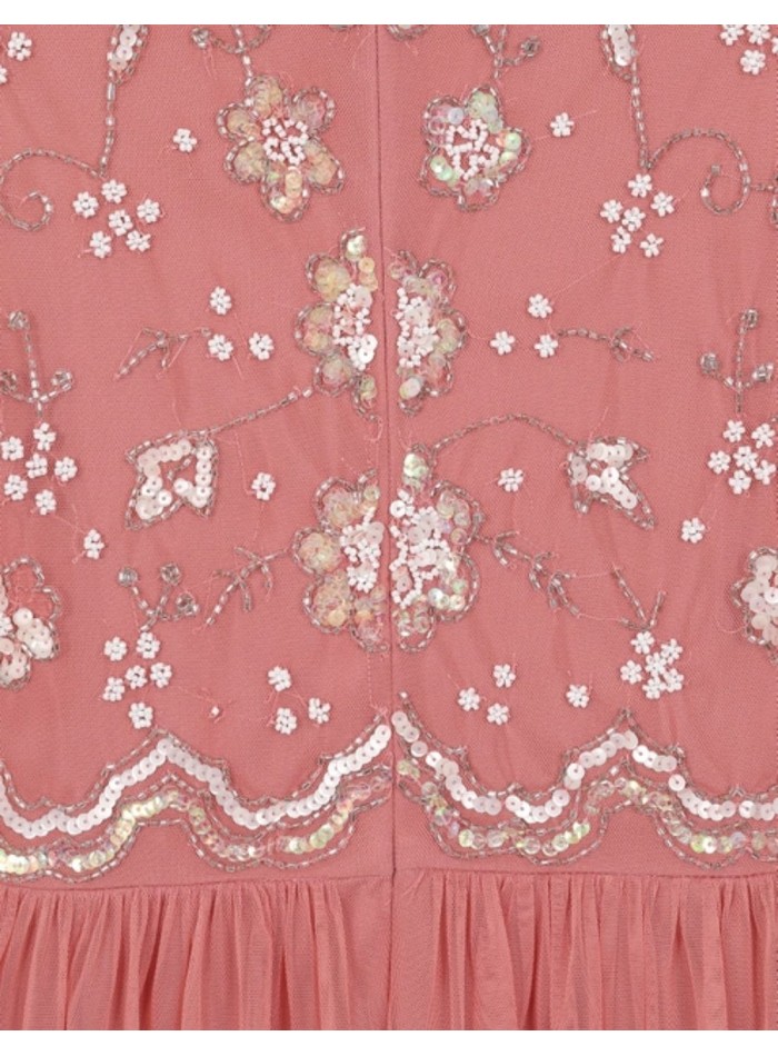 Robe longue de fête à manches longues brodée de...