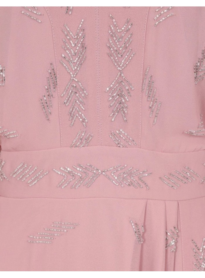 Robe midi à manches chauve-souris brodées de...