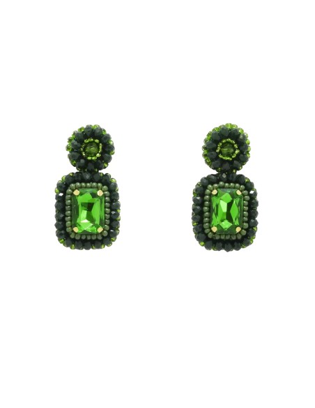 Party earrings with coloured rectangular stone