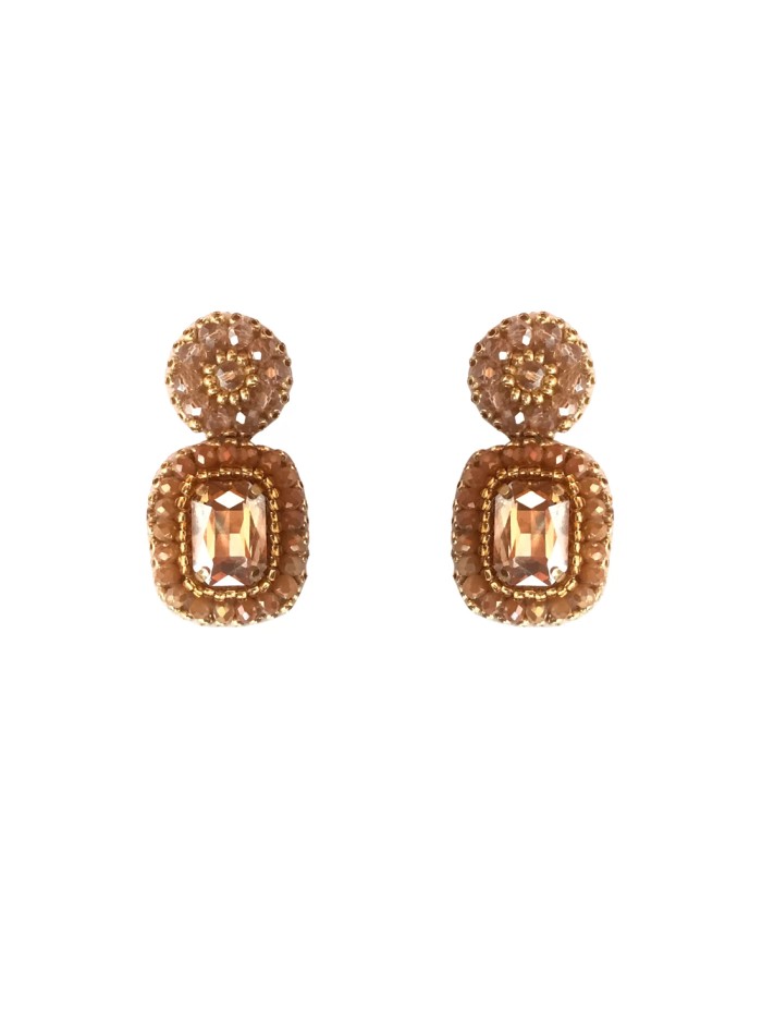 Party earrings with coloured rectangular stone