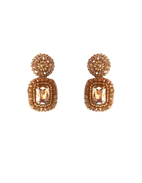 Party earrings with coloured rectangular stone