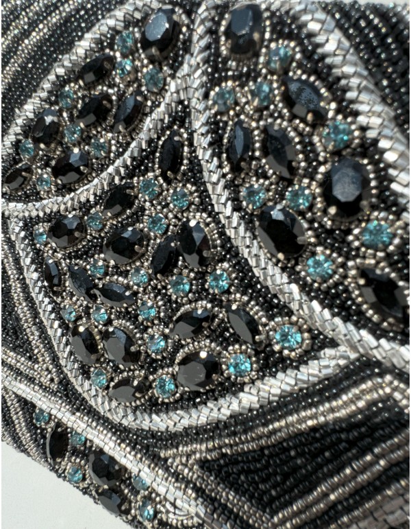Black rhinestone clutch bag with crystals 2