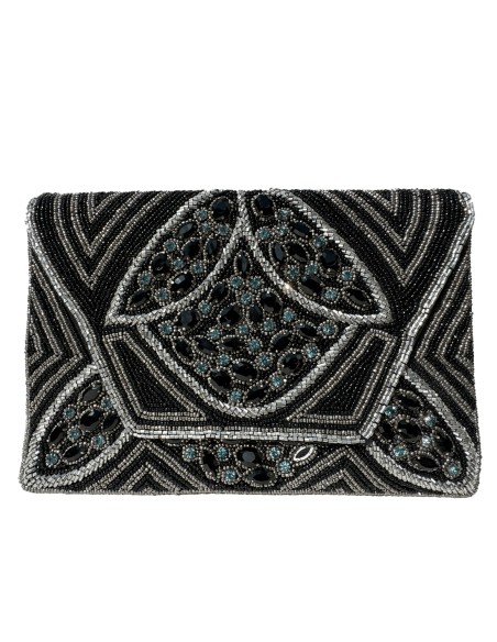 Black rhinestone clutch bag with crystals