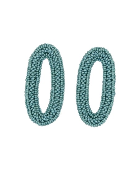 Oval-shaped party earrings with rhinestones