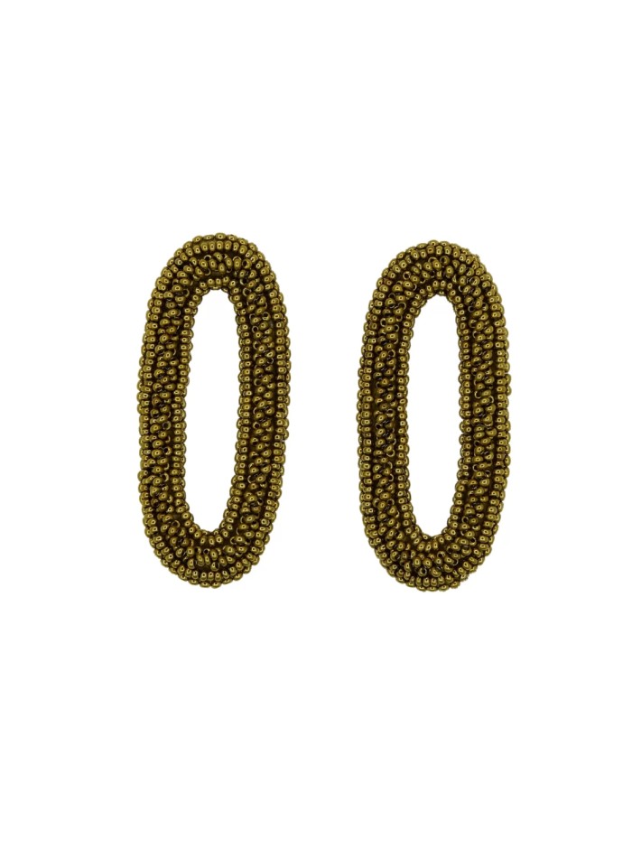 Oval-shaped party earrings with rhinestones gold