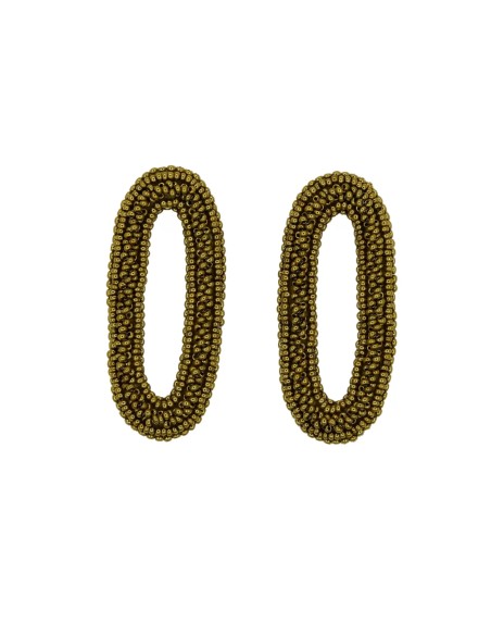 Pendientes de fiesta en forma de óvalo con pedrería color dorado