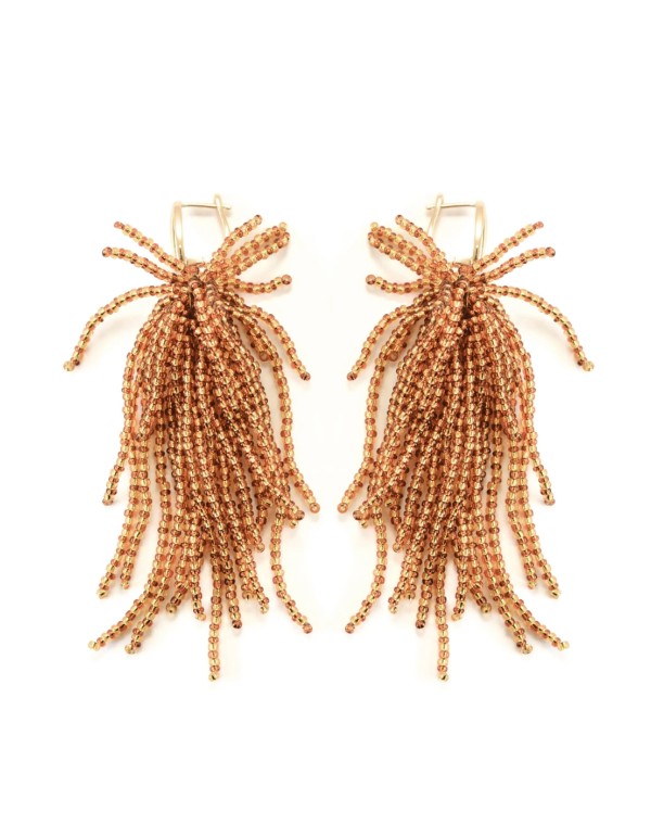 Long earrings with rhinestones in the shape of coral