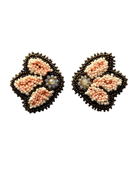 Pendientes de pedrería multicolor en forma de flor