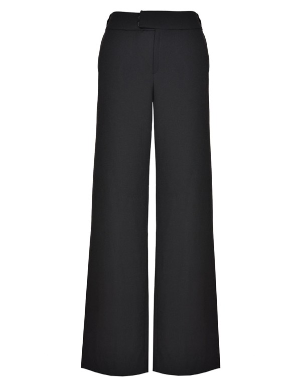 Pantalon de costume noir à taille haute et coupe droite