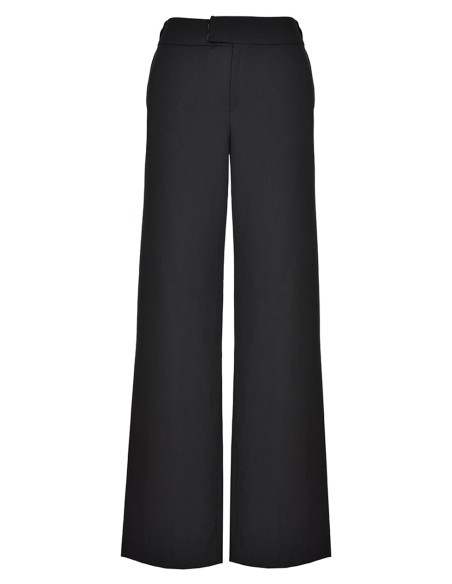 Pantalón de traje negro de tiro alto y corte recto