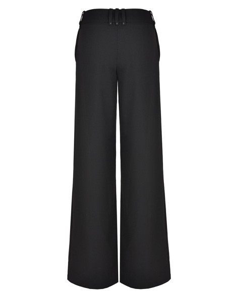 Pantalon de costume noir à taille haute et coupe droite