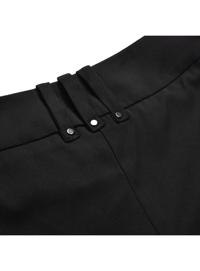 Pantalón de traje negro de tiro alto y corte recto