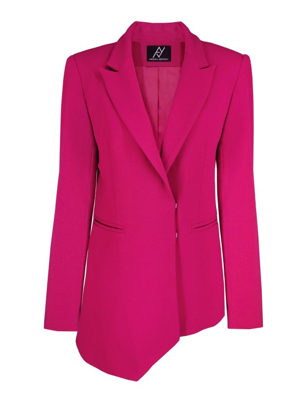 Fuchsia blazer with asymmetrical design and shoulder padding