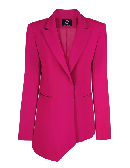 Blazer fucsia de diseño asimétrico con hombrera