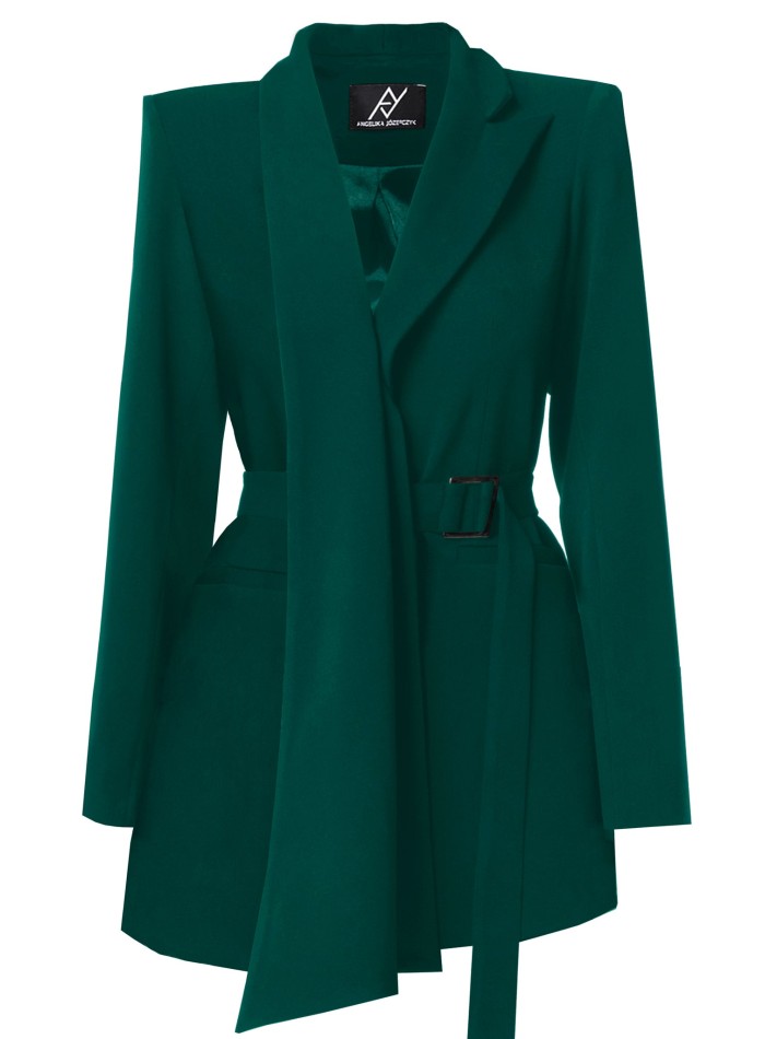 Blazer verde botella de diseño asimétrico y...