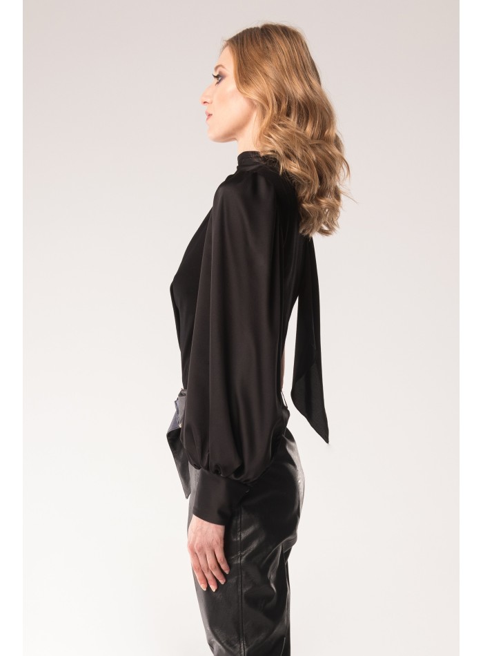 Black long sleeved body with high neck and...