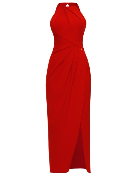 Robe dos nu drapé rouge pour les invitées