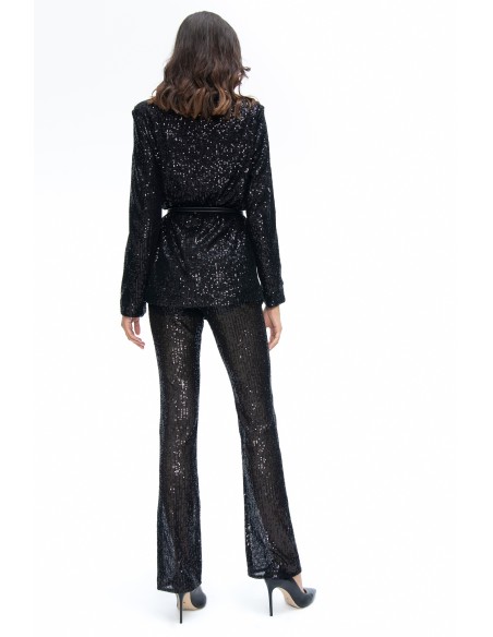 black party blazer with sequins and cross over