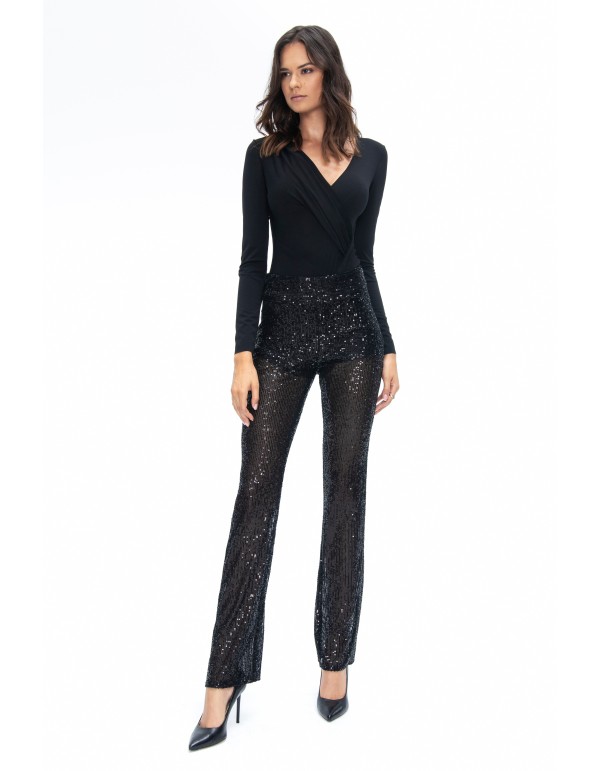 black sequined flare party pant