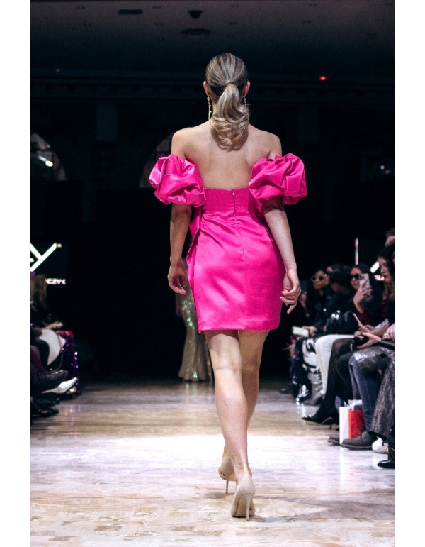 Vestido corto de fiesta con manga corta abullonada para... 2