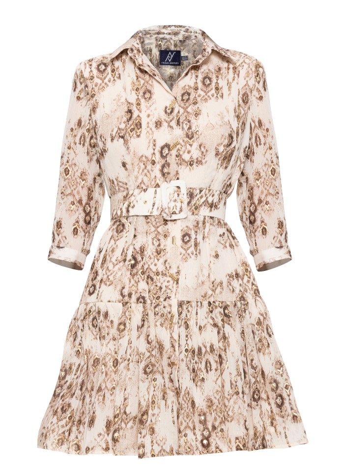 Robe courte imprimée avec manches longues et...