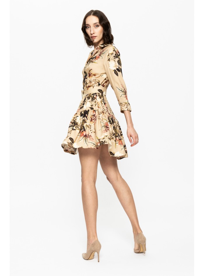 Robe courte imprimée avec manches longues et...