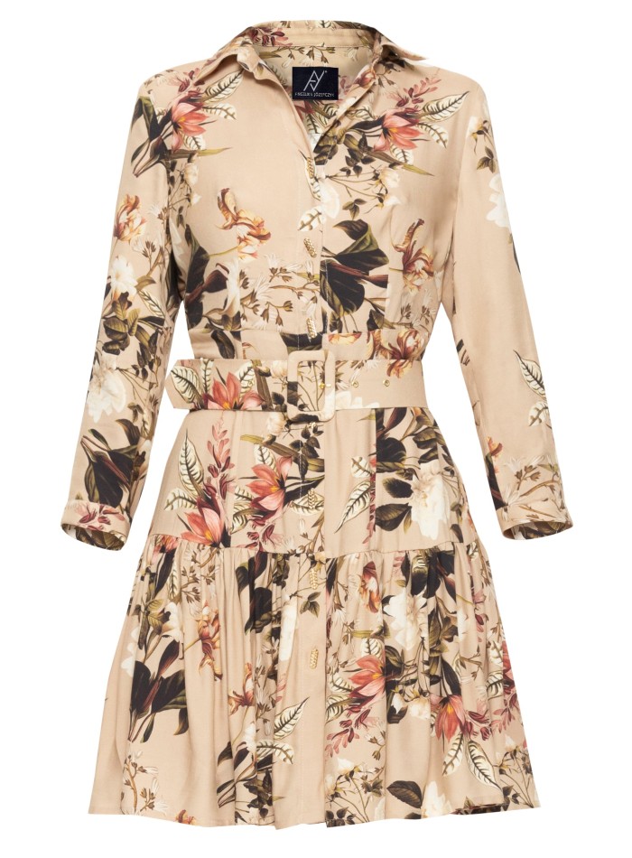 Robe courte imprimée avec manches longues et...