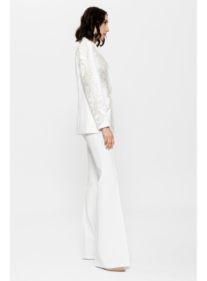 Tailleur pantalon blanc pour femme avec blazer...