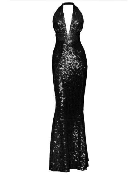 Black long dress with sequins and open back