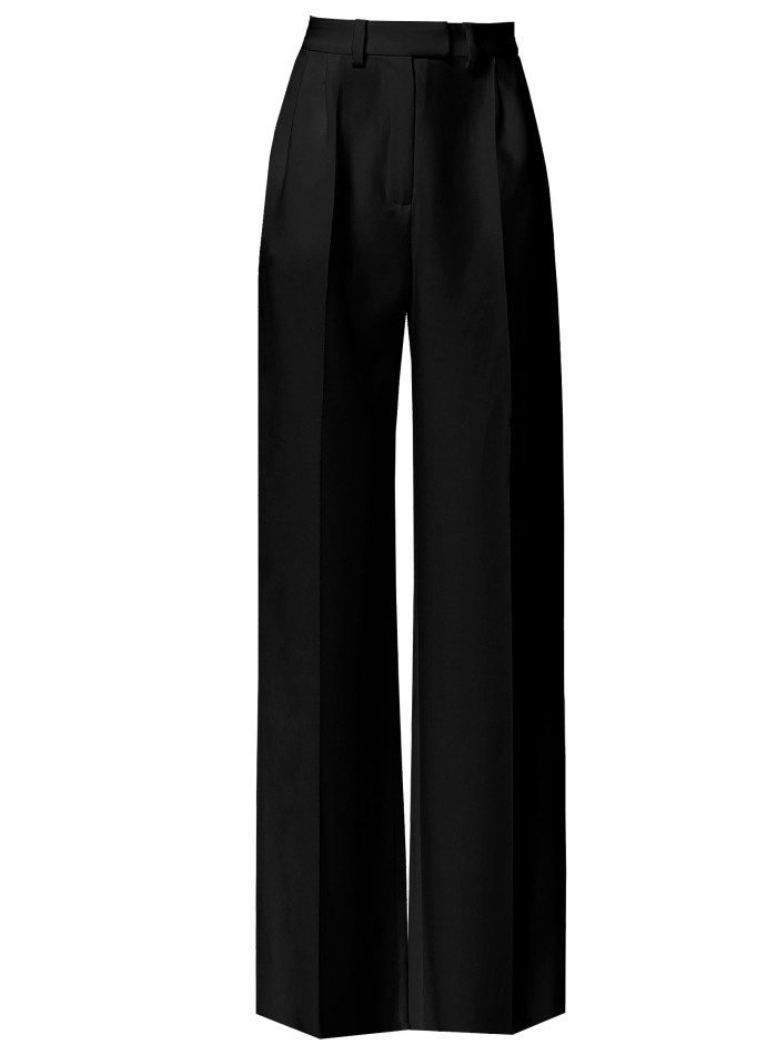Pantalones palazzo de traje negro de tiro alto