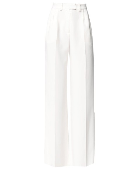 High-waisted white palazzo suit trousers