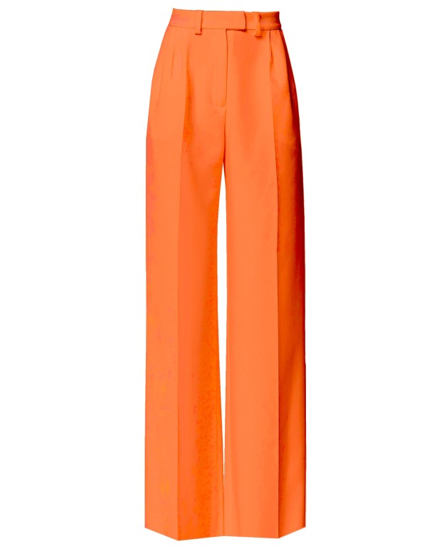 Orange high-waisted palazzo suit trousers 2
