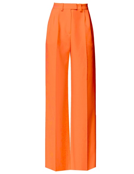 Orange high-waisted palazzo suit trousers