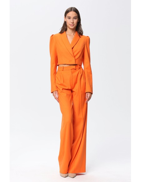 Pantalon de costume palazzo à taille haute orange