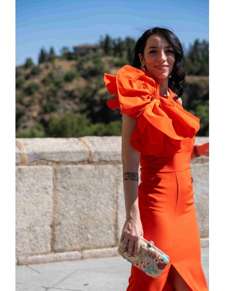 Robe longue de fête avec maxi laçage sur l'épaule